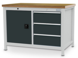 Bedrunka + Hirth Bloc établi, 3 tiroirs, 1 armoire, RAL7035 gris clair/RAL7016 gris anthracite