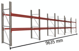 META Rayonnage à palettes MULTIPAL pour 30 palettes, largeur 9635 mm, 3 niveaux de stockage