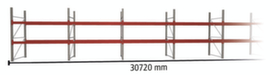META Rayonnage à palettes MULTIPAL pour 99 palettes, largeur 30720 mm, 3 niveaux de stockage