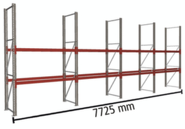 META Rayonnage à palettes MULTIPAL pour 24 palettes, largeur 7725 mm, 3 niveaux de stockage