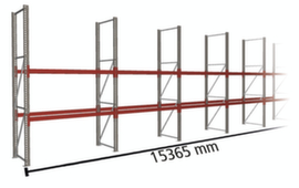META Rayonnage à palettes MULTIPAL pour 48 palettes, largeur 15365 mm, 3 niveaux de stockage