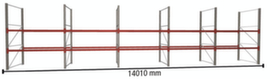 META Rayonnage à palettes MULTIPAL pour 45 palettes, largeur 14010 mm, 3 niveaux de stockage