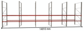 META Rayonnage à palettes MULTIPAL pour 45 palettes, largeur 14010 mm, 3 niveaux de stockage