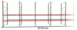 META Rayonnage à palettes MULTIPAL pour 81 palettes, largeur 25150 mm, 3 niveaux de stockage