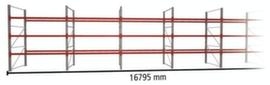 META Rayonnage à palettes MULTIPAL pour 72 palettes, largeur 16795 mm, 4 niveaux de stockage