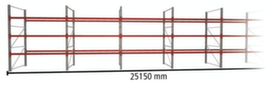 META Rayonnage à palettes MULTIPAL pour 108 palettes, largeur 25150 mm, 4 niveaux de stockage