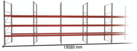 META Rayonnage à palettes MULTIPAL pour 84 palettes, largeur 19580 mm, 4 niveaux de stockage