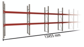 META Rayonnage à palettes MULTIPAL pour 21 palettes, largeur 13455 mm, 3 niveaux de stockage