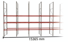 META Rayonnage à palettes MULTIPAL pour 32 palettes, largeur 15365 mm, 4 niveaux de stockage
