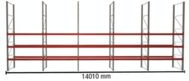 META Rayonnage à palettes MULTIPAL pour 40 palettes, largeur 14010 mm, 4 niveaux de stockage