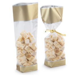 100 sachets plastique imprimés à fond carton