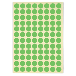 Pastille verte adhésif permanent en planche A5 15 mm diam
