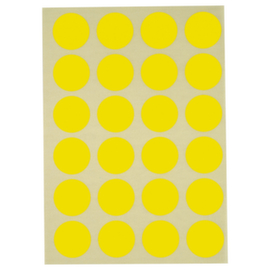 Pastille jaune adhésif permanent en planche A5 30 mm diam