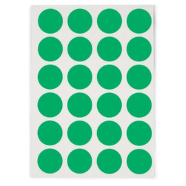 Pastille verte adhésif permanent en planche A5 30 mm diam
