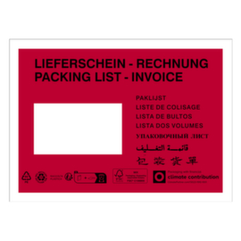 1000 Pochettes porte-documents imprimées "Lieferschein - Rechnung - Packing list - Invoice"