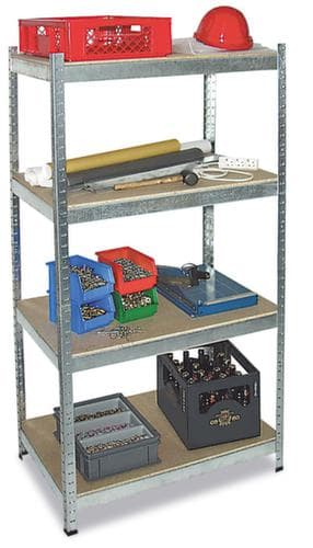 Spanplatten-Steckregal mit 4 Böden, Höhe x Breite x Tiefe 1800 x 900 x 500 mm, 4 Böden
