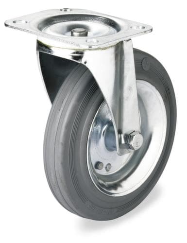 BS-ROLLEN Spurloses Vollgummi-Rad, Traglast 100 kg, Vollgummi-Bereifung