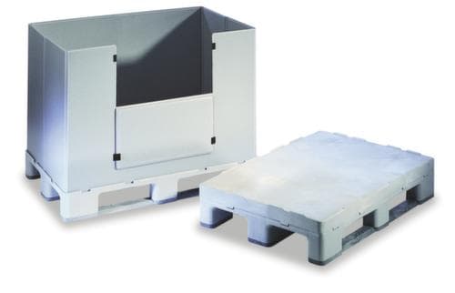 Walther Faltsysteme Paletten-Faltbox extra leicht, Auflast 500 kg, 3 Kufen, Länge x Breite 1200 x 1000 mm