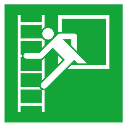 Fluchtwegschild SafetyMarking® Notausstieg mit Fluchtleiter, Aufkleber, langnachleuchtend