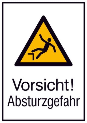 Warnkombischild ""Vorsicht! Absturzgefahr"", Wandschild