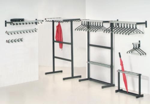 van Esch Wandgarderobe mit abnehmbaren Bügeln, mit 2 abnehmbare Kleiderbügel, alu/RAL9005 Tiefschwarz