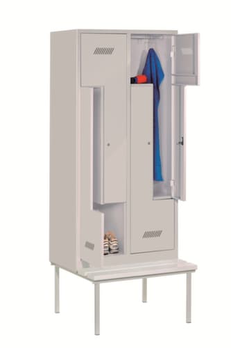 PAVOY Z-Garderobenschrank Basis mit Sitzbank + 4 Abteile, Abteilbreite 400 mm