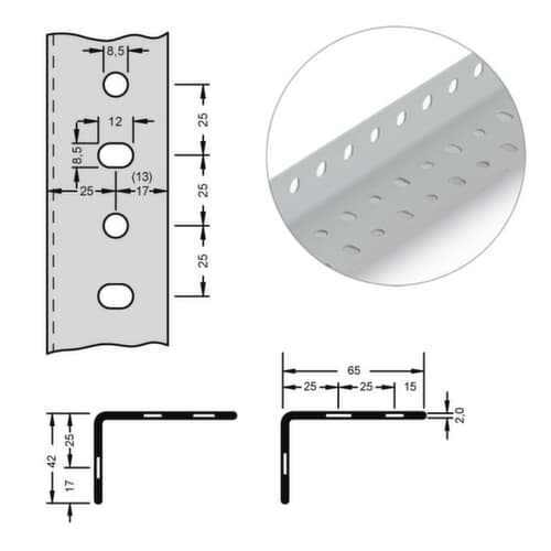 hofe Lagerregal Selbstbauprofil, Länge 2,5 m, RAL7035 Lichtgrau