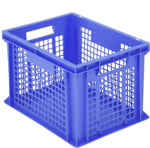 Euronorm-Stapelbehälter Classic Wände durchbrochen, blau, Inhalt 24 l