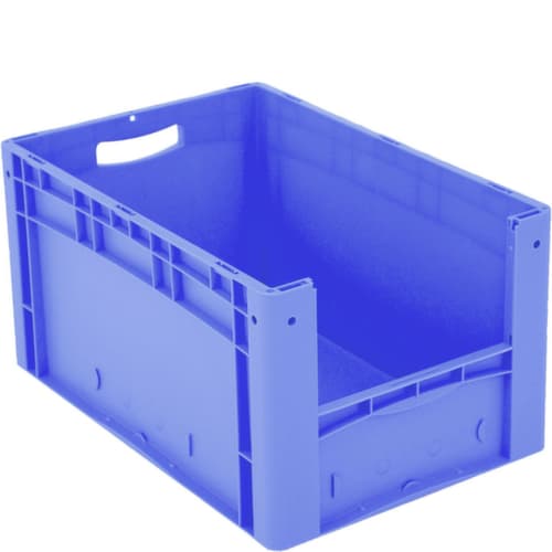 Euronorm-Sichtlagerbehälter mit Eingrifföffnung, blau, HxLxB 320x600x400 mm