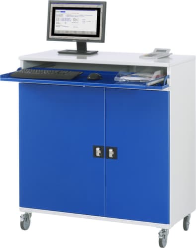 RAU Mobiler PC-Schrank 60, RAL7035 Lichtgrau/RAL5010 Enzianblau