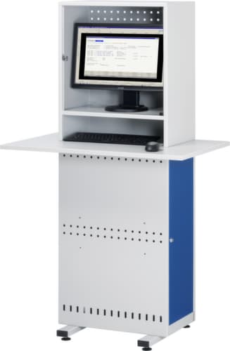 RAU PC-Schrank Slim Line, RAL7035 Lichtgrau/RAL5010 Enzianblau
