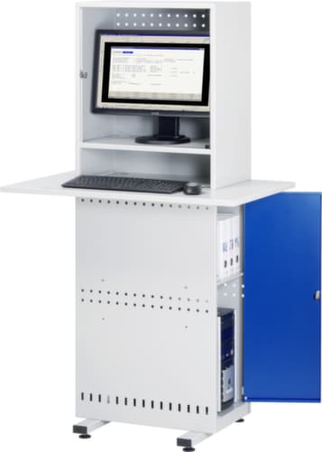 RAU PC-Schrank Slim Line, RAL7035 Lichtgrau/RAL5010 Enzianblau