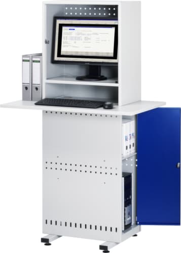 RAU PC-Schrank Slim Line, RAL7035 Lichtgrau/RAL5010 Enzianblau