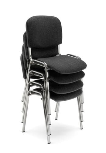 Nowy Styl 12-fach stapelbarer Besucherstuhl ISO mit Polstern, Sitz Stoff (100% Polyolefin), anthrazit