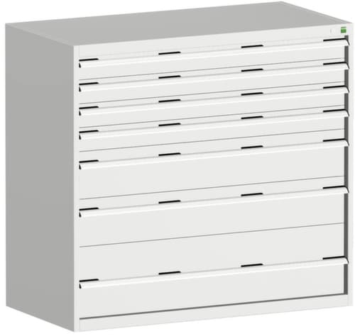 bott Schubladenschrank cubio Grundfläche 1300x650 mm, 7 Schublade(n), RAL7035 Lichtgrau/RAL7035 Lichtgrau