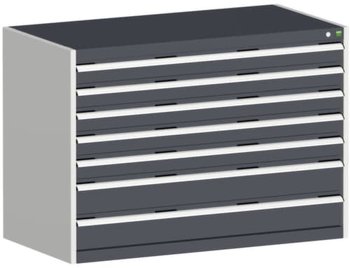bott Schubladenschrank cubio Grundfläche 1300x650 mm, 7 Schublade(n), RAL7035 Lichtgrau/RAL7016 Anthrazitgrau
