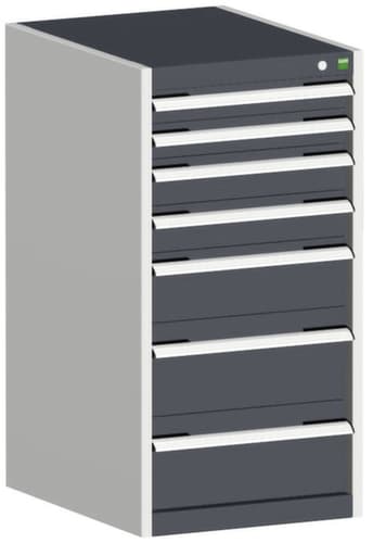 bott Schubladenschrank cubio Grundfläche 525x525 mm, 7 Schublade(n), RAL7035 Lichtgrau/RAL7016 Anthrazitgrau