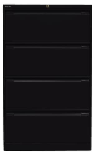 Bisley Hängeregistraturschrank, 4 Auszüge, schwarz/schwarz
