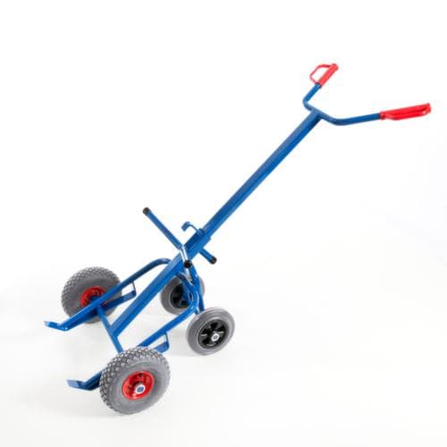 Rollcart Fasskarre mit Stützrädern, Traglast 250 kg, Luft-Bereifung