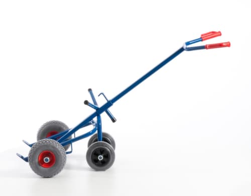 Rollcart Fasskarre mit Stützrädern, Traglast 250 kg, Luft-Bereifung