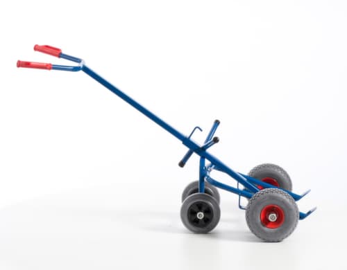 Rollcart Fasskarre mit Stützrädern, Traglast 250 kg, Luft-Bereifung