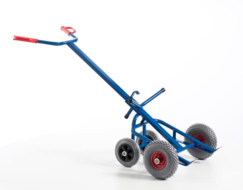 Rollcart Fasskarre mit Stützrädern, Traglast 250 kg, Luft-Bereifung