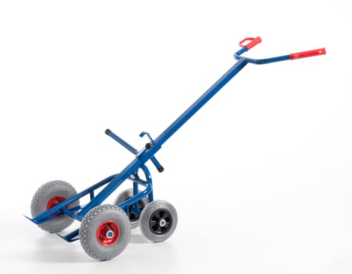 Rollcart Fasskarre mit Stützrädern, Traglast 250 kg, Luft-Bereifung