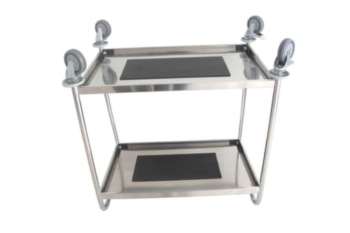 Edelstahl-Servierwagen, Traglast 100 kg, 2 Etagen