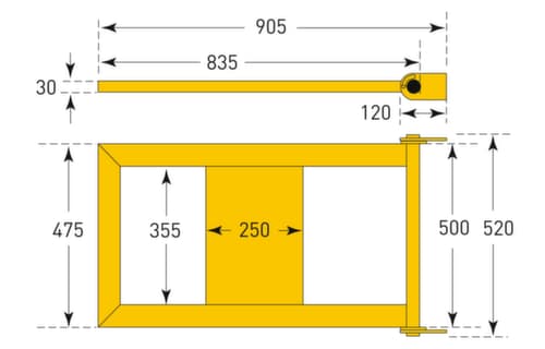 Moravia Rammschutzplanke BLACK BULL, Geländertür, Höhe x Breite 520 x 905 mm