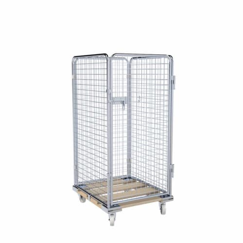 Rollbehälter rolltainer® ADB mit Tür und 3 Gitterwänden, Traglast 500 kg, Länge x Breite 815 x 724 mm