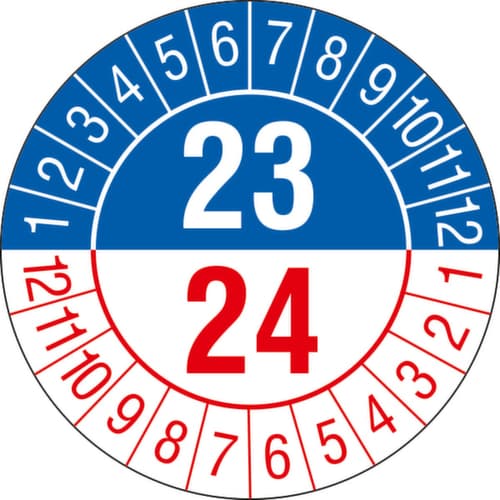 Prüfplakette mit Jahresfarbe