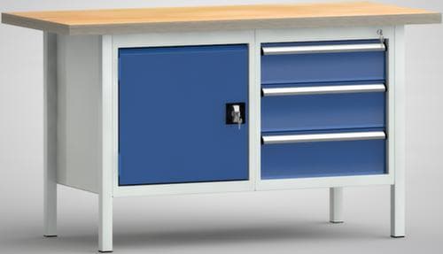 KLW Lutz Werkbank mit Multiplexplatte, 3 Schubladen, 1 Schrank