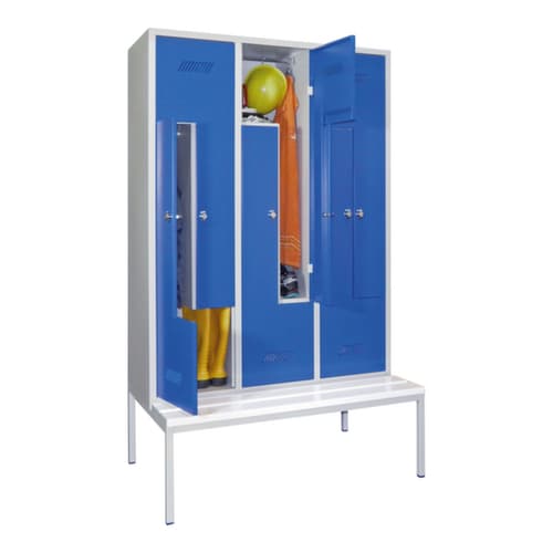 PAVOY Z-Garderobenschrank Basis mit Sitzbank + 6 Abteile, Abteilbreite 400 mm