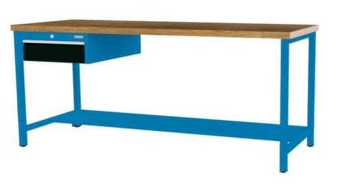 Bedrunka + Hirth Werkbank mit Buche-Massivholzplatte Gestell in vielen Farben, 1 Schublade, 1/2 Ablageboden